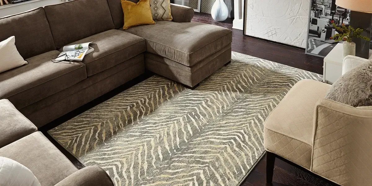 modern area rug in living room